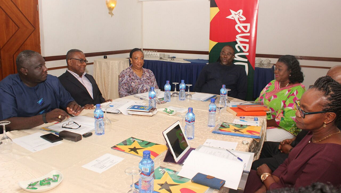  Mr Ekwow Spio-Gabrah (3rd right), the Minister of Trade and Industry, with some council members of the Brand Ghana Committee in the meeting. Picture: NII MARTEY M. BOTCHWAY